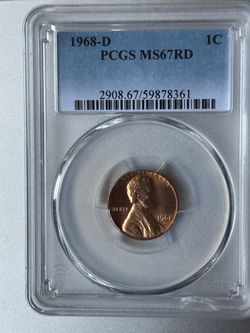 1968 D 1c Graded MS67 by PCGS