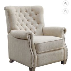 Better Homes & Gardens Tufted Push Back Recliner, Beige Fabric Upholstery