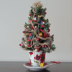 Vintage Mini Teacup Christmas Tree, 13.5"