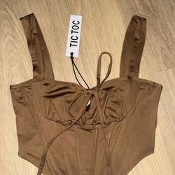 Tan tic toc Corset Tank