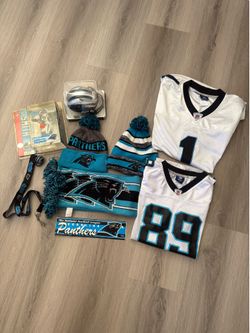 Carolina Panthers Jerseys Helmets Hats Lot - Steve Smith Figure - Fan Base