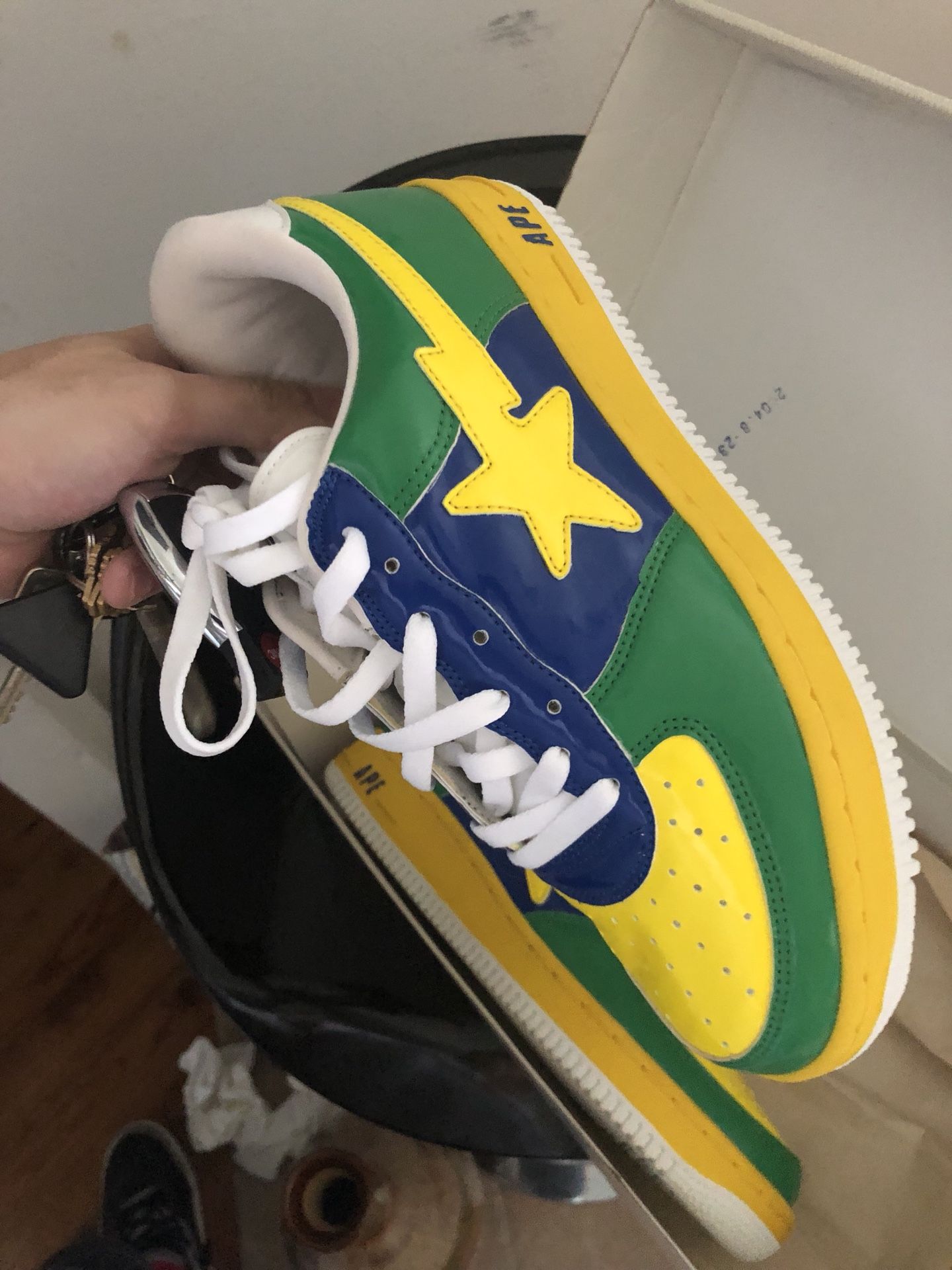 bapesta green yellow blue