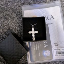 GRA CERTIFIED 18" Moissanite Cross Pendant Necklace 