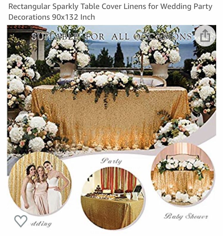 Only 1! Gold Sequin Linen for Wedding Party Decorations