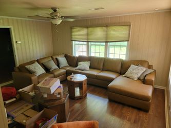 Big Sur Saddle Brown Leather Sectional Sofa