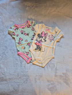 NEW! 2 Minnie Mouse Baby Onesies, 6-9 M
