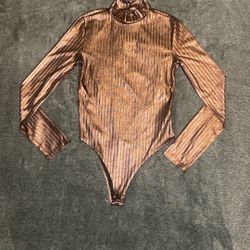 Metallic Bronze Striped Bodysuit 