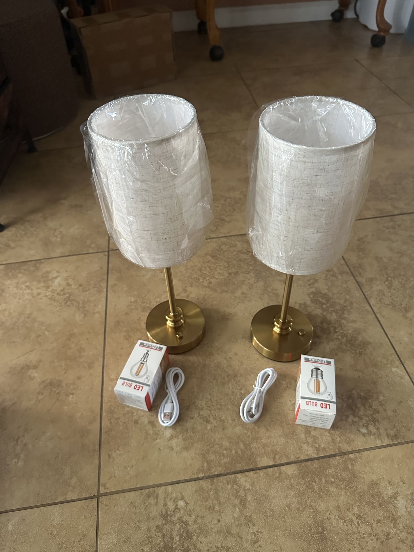 2 Pack Touch Control Cordiss Table Lamp, USB-C Rechargeable Lamp with Stepless Dimming, 4000mAh Battery Operated Vintage Bedside Lamp for Bedroom, Liv