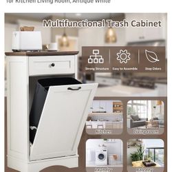 13 Gallon Tilt Out Trash Cabinet Kitchen Waste Bins, Laundry Hamper Tilt Out Pet Proof Hidden Trash Bin for Kitchen Living Room