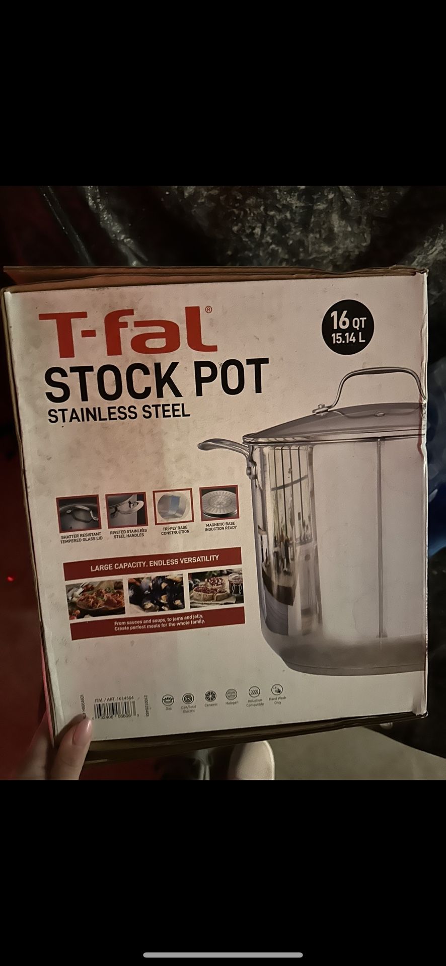 Tfal Stock Pot Stainless Steel 16 Quart Qt Brand New for Sale in