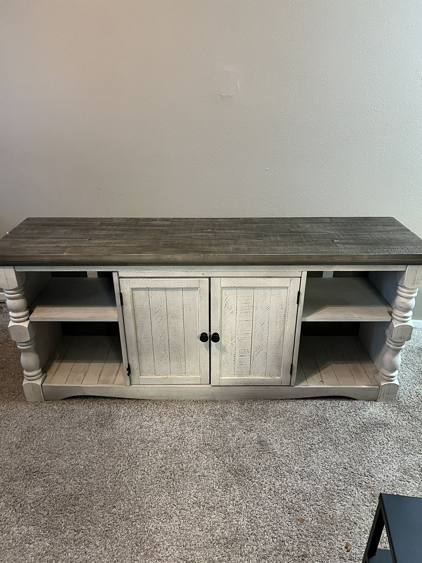 TV Stand/Storage Unit Grey & White Rustic Wood