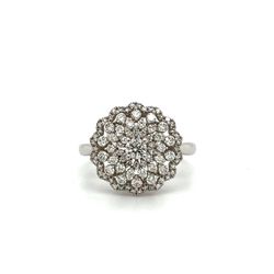14kt White Gold Diamond Ring Graduated Size Round Cluster .75ctw 4.20grams Size 7 153828 15