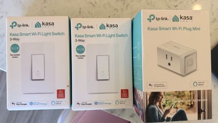 TP-Link Kasa Smart Home Bundle - (2) 3-Way Light Switches & (1) Smart Plug Mini