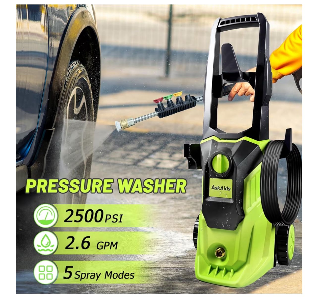 Pressure Washer, Power Washer with Foam Cannon,High Pressure Cleaning Machine with 4 Nozzles for Car, Patio, Driveway,Fences,Decks