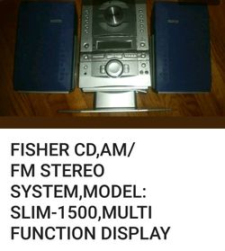 Fisher CD/AM/FM Stereo System, Model SLIM-1500, Multi Functional Display
