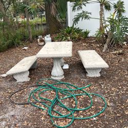 Cement, Concrete Table Bench