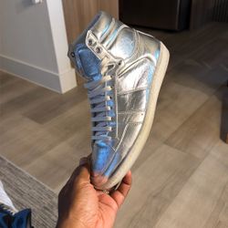 Saint Laurent SL/01H High-Top Sneakers – Silver – Size 43