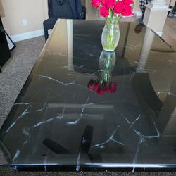 Marble And Bevel Glass top Table