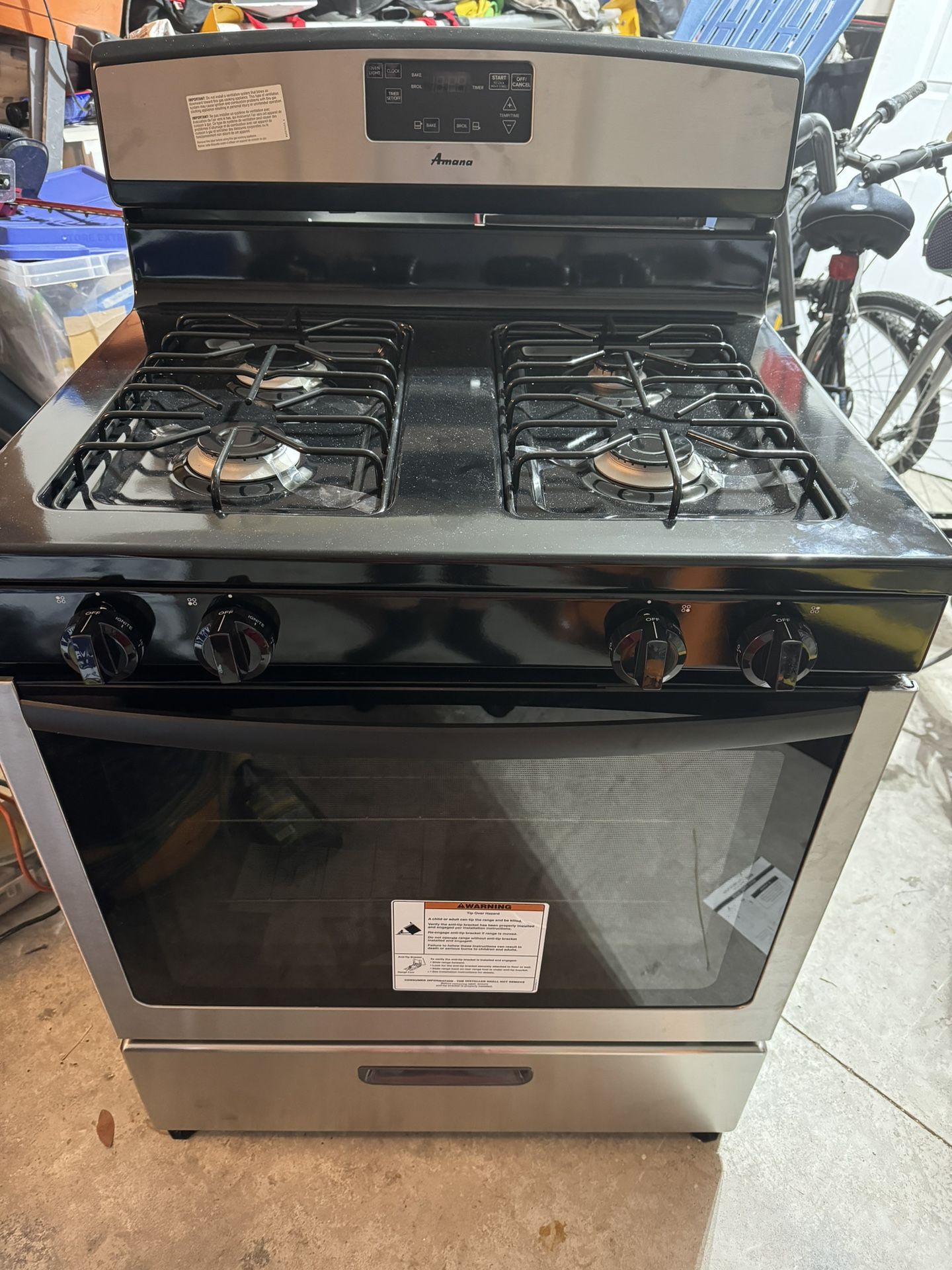 New Amana 30 Inch Gas Range  Open Box