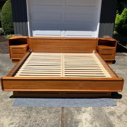 Vintage Mid Century Modern Teak King Platform Bed with Nightstands by Sun https://offerup.com/redirect/?o=Q2FiaW5ldC5DTw==