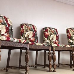 Four Chair Dining Room Set Nice Carved Solid Wood 