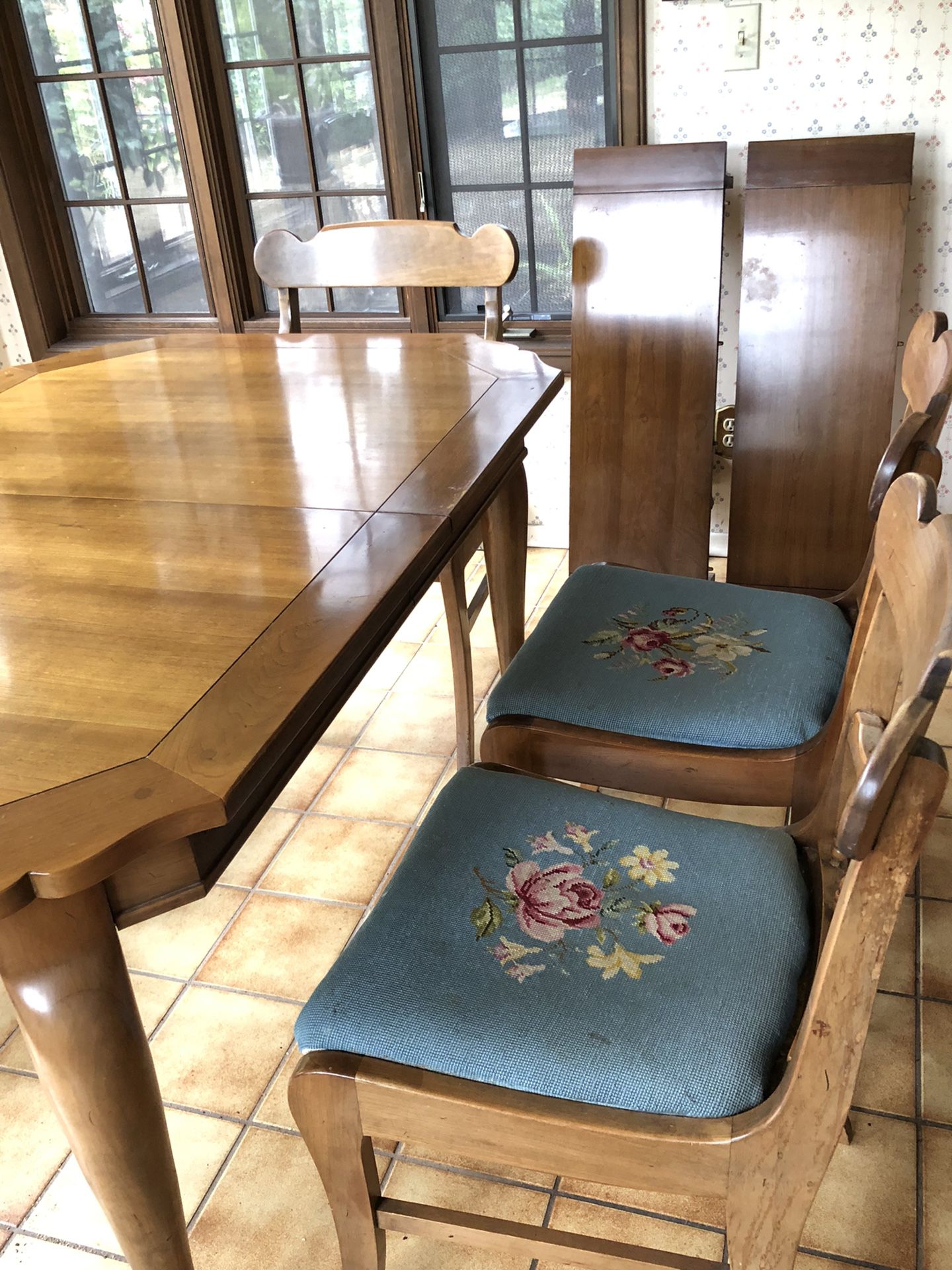 1960s Thomasville Maple Dining Table Chairs China Cabinet