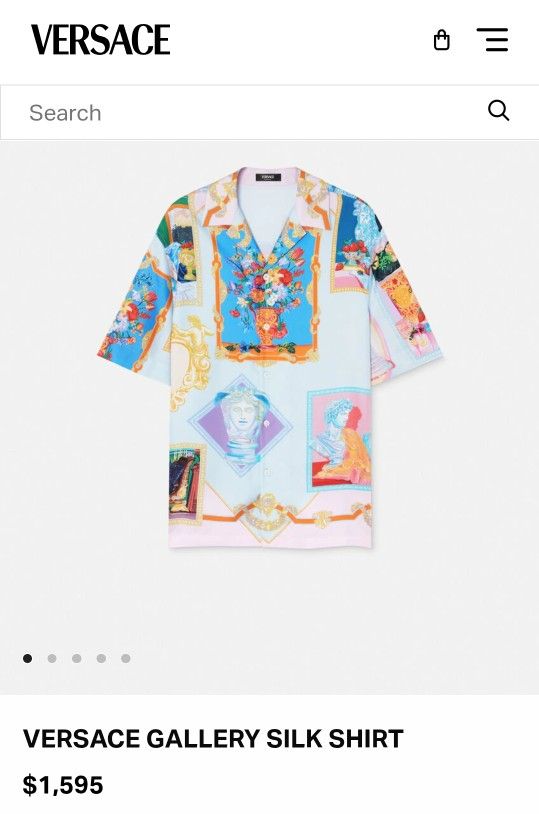 Mens Large Versace Gallery Silk Shirt