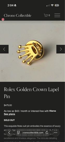 GOLD Rolex suite pin/ hat pin brand new with packaging