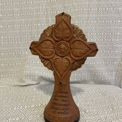 RARE TERRA COTTA CROSS BY KIM LAWRENCE limited edition Enesco & Co.