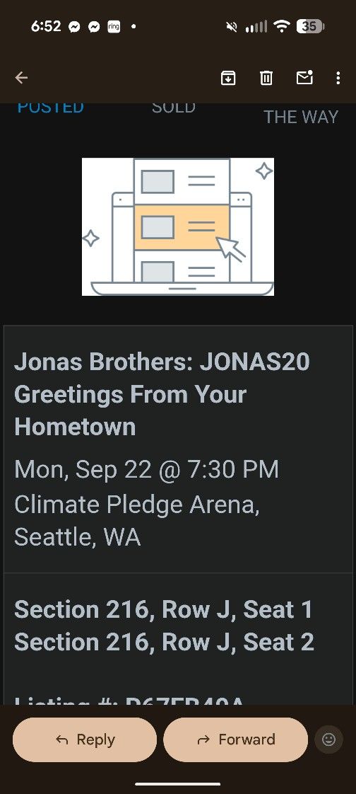 Jonas Brothers 2 Tickets $65 Each 9/22