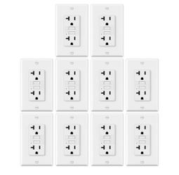 ) ELECTECK 10 Pack GFCI Outlets 20 Amp, Non-Tamper Resistant, Decor GFI Receptacles with LED Indi