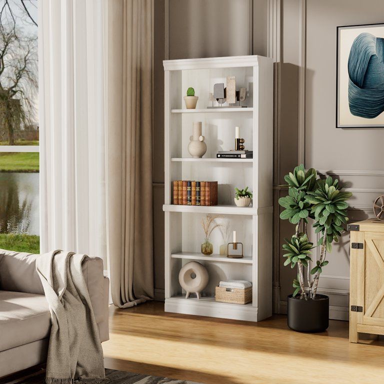 New 5-Shelf Standard Wooden Corner Bookcase book shelf for Office,Living Room,Bedroom, white  New in box BC22-0025-2  This standard corner bookshelf c