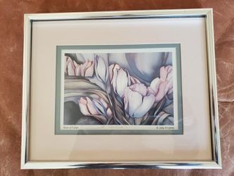 Signed Jody Bergma framed print. River of Tulips. $15