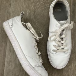 TOMS Shoes Womens 8.5 TRVL Lite Casual Low Sneakers White Leather Lace Up