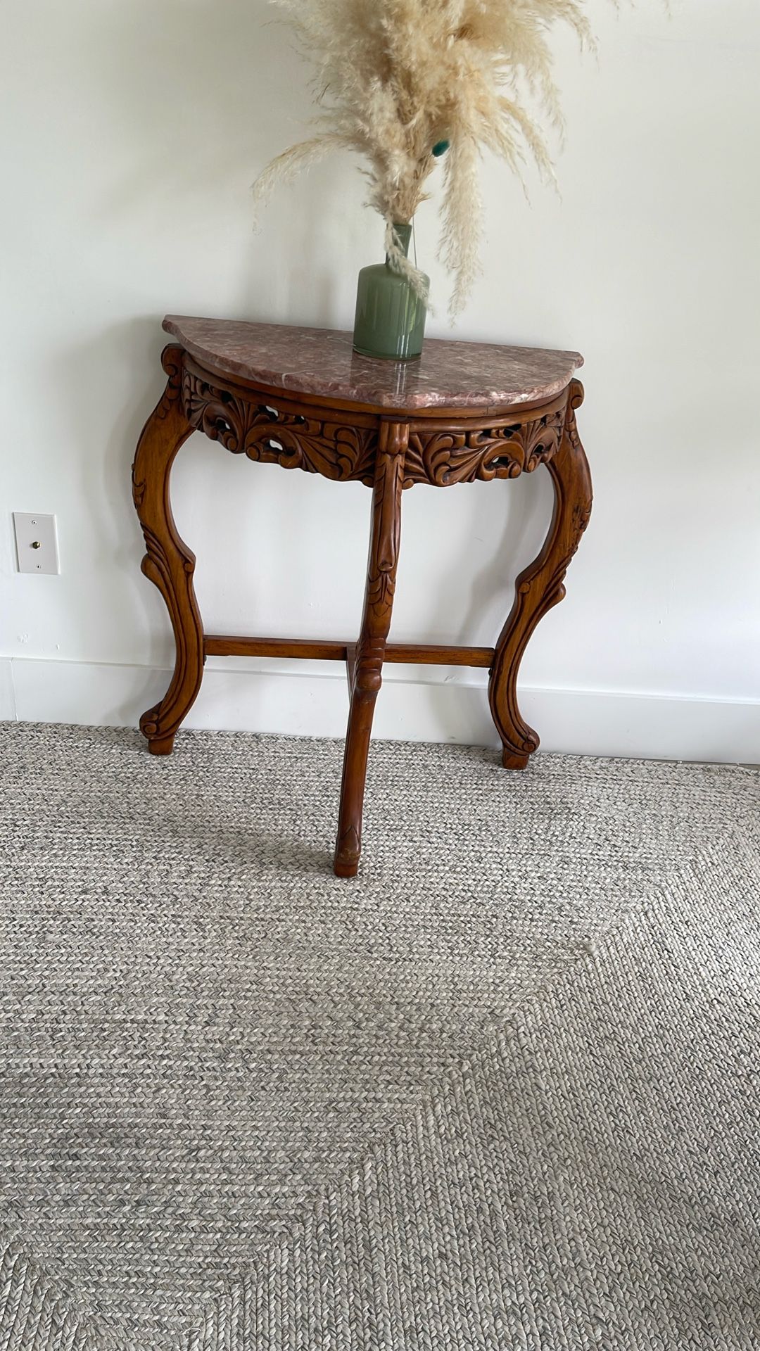 Asian Table With Pink Marbol Top