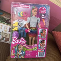 Leopard Rainbow Hair Barbie 