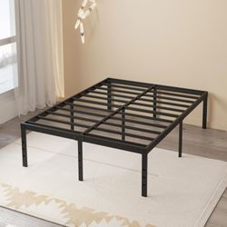 Heavy Duty King Size Metal Bed Frame with Steel Slats (20-Inch, Black)