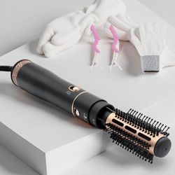 Round 1.6 Inch Black-Golden Ceramic Barrel Hair Blow Dryer Brush (CNV)
