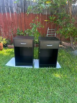 Black Nightstands with Drawer – Set of 2
