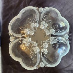 Large Crystal Glass Floral Bowl/Dish 12 Inches Across 