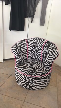 Zebra Print Accent Armchair with Pink Trim Details