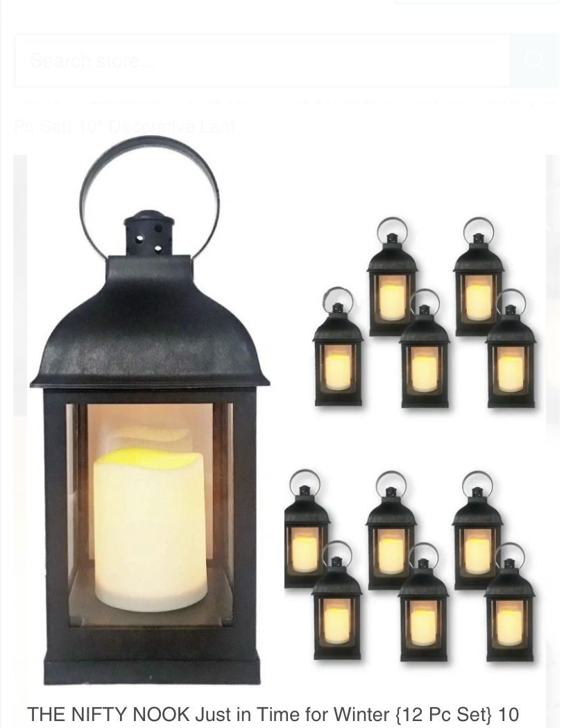 THE NIFTY NOOK Just in Time for Winter {12 Pc Set} 10" Decorative Lanterns Flameless LED Candle 5 Hr Timer Indoor Outdoor Home Garden Weddings - Black