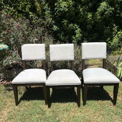 Dark Wood Modern Upholstered Dining Chairs - Set of 3