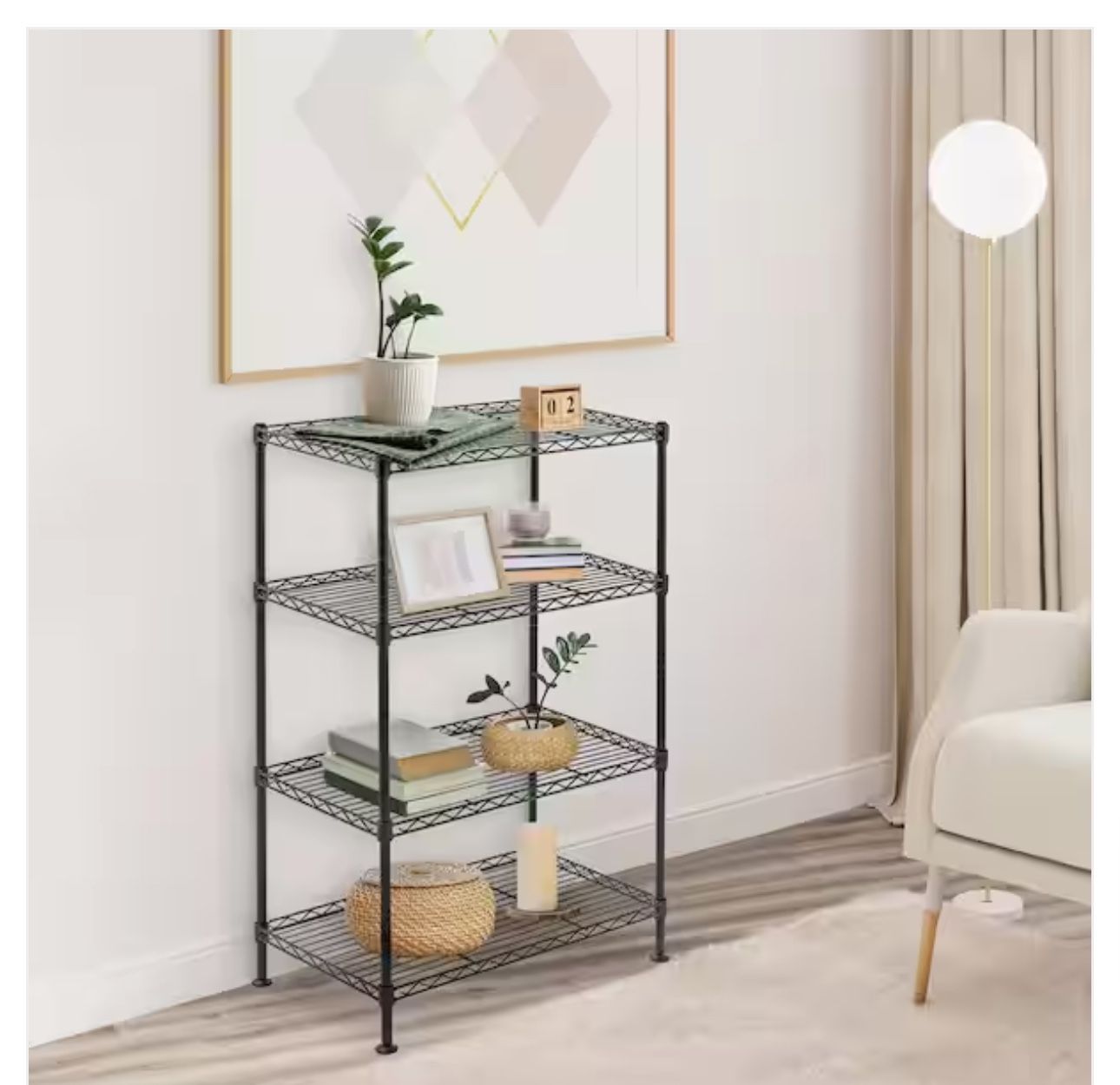 Winado 4-Tier Steel Freestanding Garage Storage Shelving Unit Black (19.69 in. W x 31.5 in. H x 11.81 in. D)