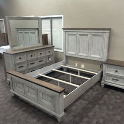 Farmhouse Solid Wood Queen Bedroom Set 