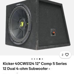 Kicker 40CWS124 12" Comp S Series 12 Dual 4-ohm Subwoofer 