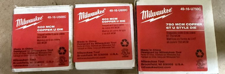 Milwaukee 500, 600 And 750MCM COPPER U-style Die 