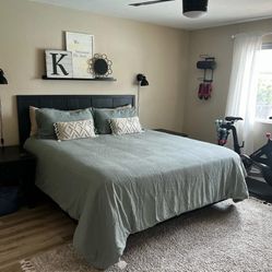 King Mattress, Frame, Bedding 