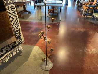 Vintage Made in Poland Spiral Copper and Steel Candle Stand