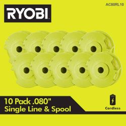 NEW Ryobi 0.80 Line Trimmer Pre-Wound Spools, 10 pack of spools, Genuine Ryobi model AC80RL10